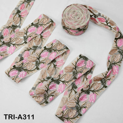9 Yard Floral Embroidered Trim: Sewing Sari Border Ribbon Dresses Decor Saree Sari Border Embroidery DIY Crafting Wear Saree Sari Border