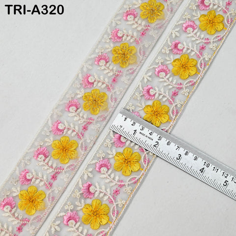 9 Yard Yellow Indian Embroidery Ribbon 5cm Trim Sari Border DIY Crafting Sewing Embroidered Shoe making Curtain Home Decor Trimmings
