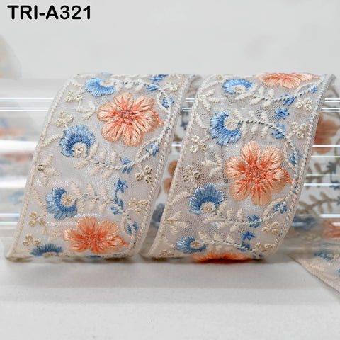 9 Yard Peach Indian Embroidery Ribbon 5cm Trim Sari Border DIY Crafting Sewing Embroidered Shoe making Curtain Home Decor Trimmings