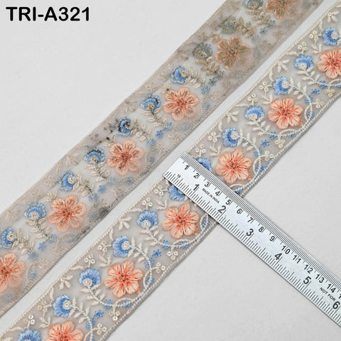 9 Yard Peach Indian Embroidery Ribbon 5cm Trim Sari Border DIY Crafting Sewing Embroidered Shoe making Curtain Home Decor Trimmings