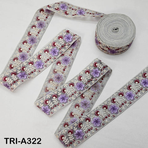 9 Yard Purple Indian Embroidery Ribbon 5cm Trim Sari Border DIY Crafting Sewing Embroidered Shoe making Curtain Home Decor Trimmings