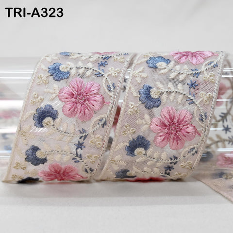 9 Yard Pink Indian Embroidery Ribbon 5cm Trim Sari Border DIY Crafting Sewing Embroidered Shoe making Curtain Home Decor Trimmings