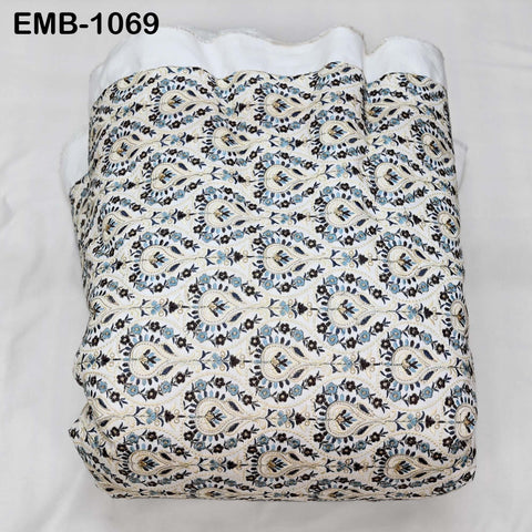 Indian Embroidery Fabric by the yard Embroidered Wedding Costumes Fabric Regency Reticules Victorian Handbags Marie Antoinette Junk Journals
