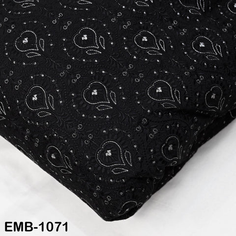 Black and Silver Indian Embroidery Fabric by the Yard – Viscose Dupioni for Costumes, Crafts