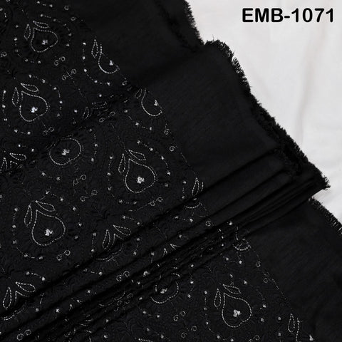 Black and Silver Indian Embroidery Fabric by the Yard – Viscose Dupioni for Costumes, Crafts