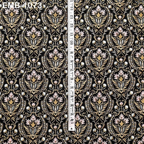 Black Modal Satin Embroidered Fabric by the Yard: Indian Crafting, Wedding Apparel, Home Décor