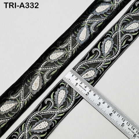 9 Yard Black Floral Sari Embellishment for Crafts Embroidery Indian Dresses Sewing Indian DIY Crafting Wear Saree Border Embroidered Ribbon