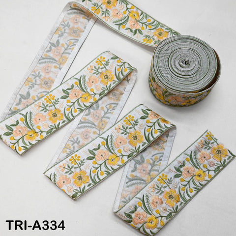 9 Yard Yellow Embroidery Ribbons 6cm Indian Sari Border Embroidered Crafting Sewing Tablecloth Lampshade making Home Decor Costumes Trimming
