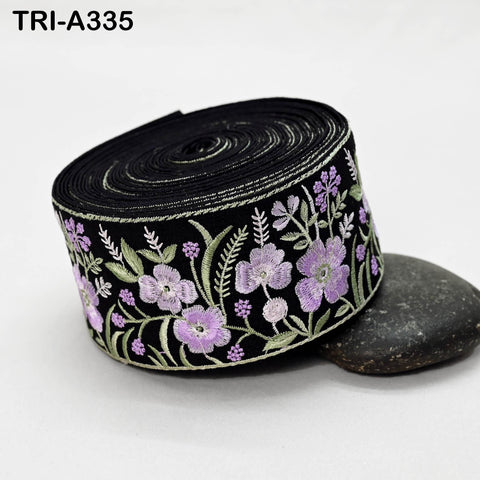 9 Yard Lavender Embroidery Ribbon 6cm Indian Sari Border Embroidered Crafting Sewing Tablecloth Lampshade making Home Decor Costume Trimming