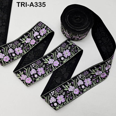 9 Yard Lavender Embroidery Ribbon 6cm Indian Sari Border Embroidered Crafting Sewing Tablecloth Lampshade making Home Decor Costume Trimming