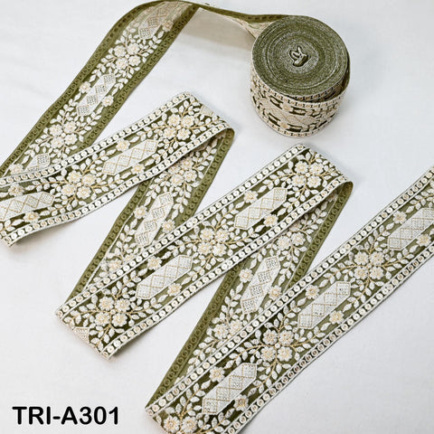 9 Yard Embroidery Fabric 6CM Trim Dresses Sewing Indian Embellishments DIY Crafting Wear Saree Sari Border Embroidered Ribbon Dress Costumes