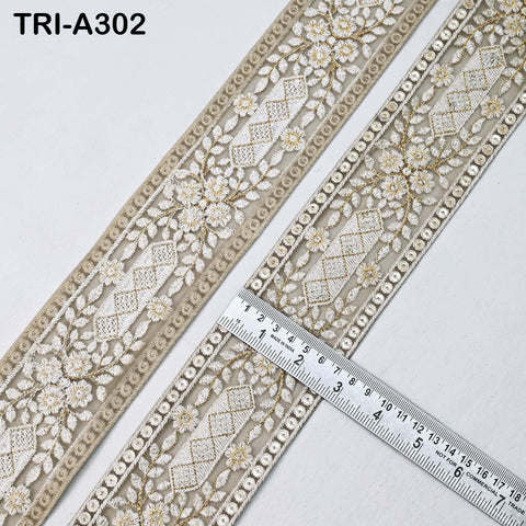9 Yard Embroidery Fabric 6CM Trim Dresses Sewing Indian Embellishments DIY Crafting Wear Saree Sari Border Embroidered Ribbon Dress Costumes