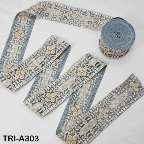 9 Yard Embroidery Fabric 6cm Trim Dresses Sewing Indian Embellishments DIY Crafting Wear Saree Sari Border Embroidered Ribbon Dress Costumes