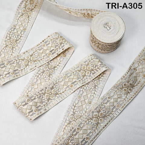 9 Yard Embroidery Fabric 6cm Trim Dresses Sewing Indian Embellishments DIY Crafting Wear Saree Sari Border Embroidered Ribbon Dress Costumes