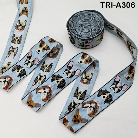 Grey Embroidery Trim, Dog Faces, Victorian Handbags, Journal Decor, 2 Inch Wide