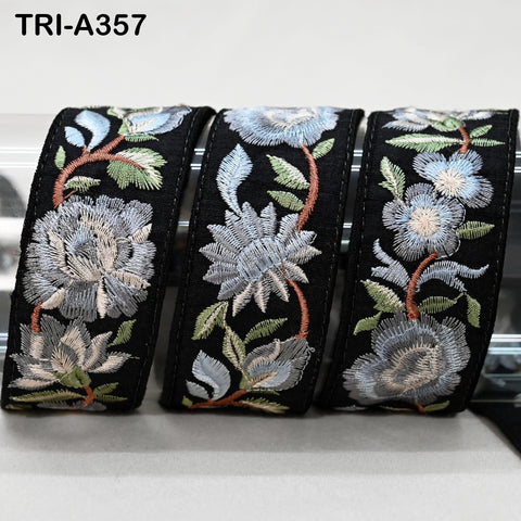 9 Yard Embroidery Grey Ribbon Crafting Sewing Costumes Dog Collar Tote Bags Lampshades Holidays Decor Embroidered Wholesale Tapes