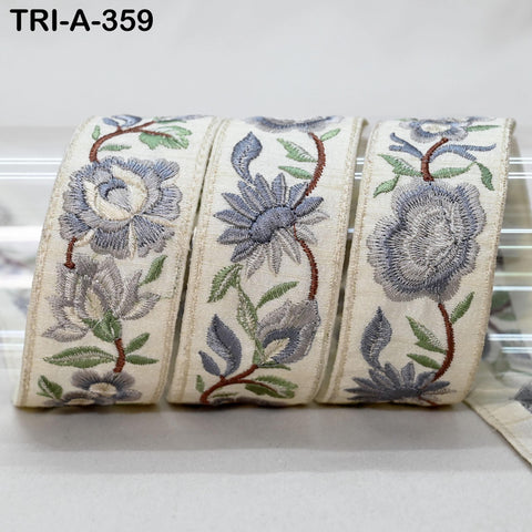 9 Yard Embroidery Grey Ribbon Crafting Sewing Costumes Dog Collar Tote Bags Lampshades Holidays Decor Embroidered Wholesale Tapes