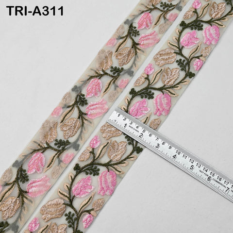 9 Yard Floral Embroidered Trim: Sewing Sari Border Ribbon Dresses Decor Saree Sari Border Embroidery DIY Crafting Wear Saree Sari Border