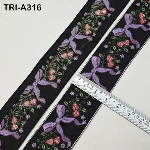 9 Yard Embroidered Ribbon Trim: Strawberry and Bow Design, Craft Sewing Fabric Border