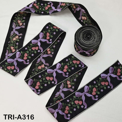 9 Yard Embroidered Ribbon Trim: Strawberry and Bow Design, Craft Sewing Fabric Border