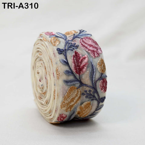 9 Yard Pink Dresses Floral Embroidered Trim: Sewing Sari Border Ribbon Costume Embellishment wear sewing Lace