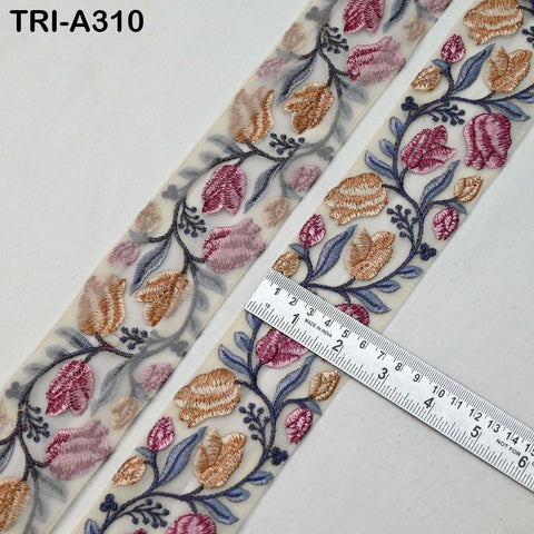 9 Yard Pink Dresses Floral Embroidered Trim: Sewing Sari Border Ribbon Costume Embellishment wear sewing Lace