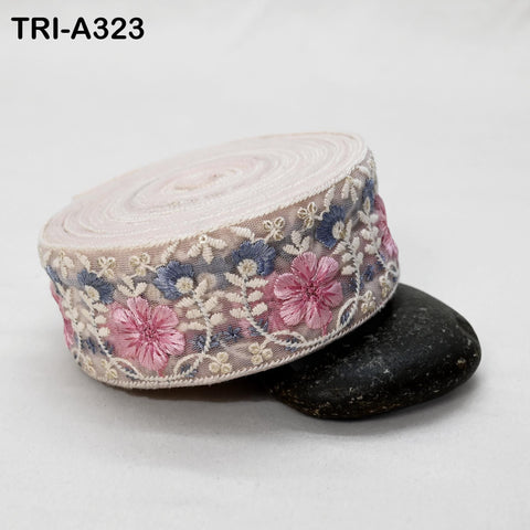 9 Yard Pink Indian Embroidery Ribbon 5cm Trim Sari Border DIY Crafting Sewing Embroidered Shoe making Curtain Home Decor Trimmings