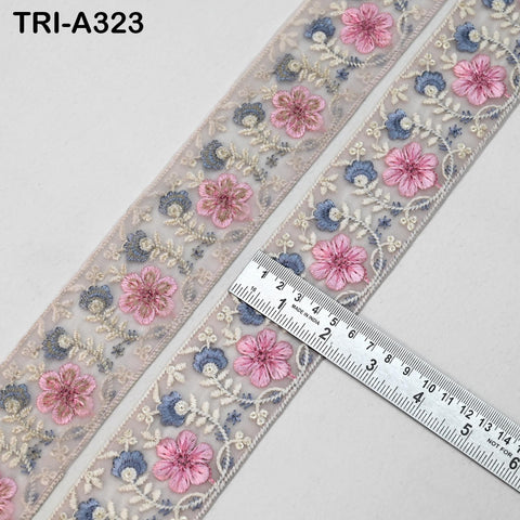 9 Yard Pink Indian Embroidery Ribbon 5cm Trim Sari Border DIY Crafting Sewing Embroidered Shoe making Curtain Home Decor Trimmings