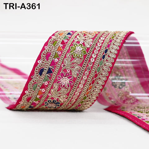 Embroidered Sari Border Trim: 2.6-inch Multi-Color Indian Fabric Lace for Crafts (9 Yard)