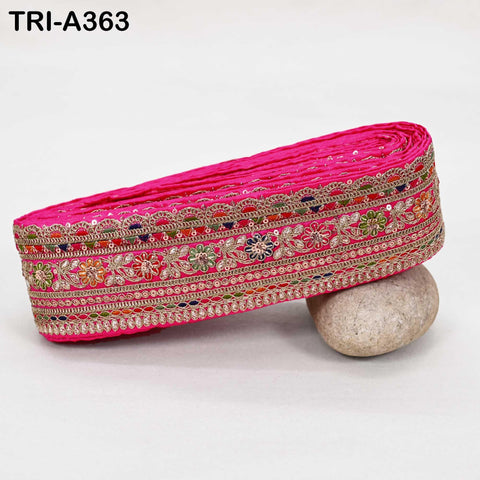 Embroidered Sari Border Trim, Zari Sequin Lace, Boho Wedding Fabric (9 Yard)