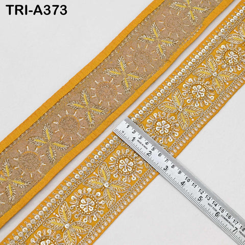 Yellow Indian Beaded Trim Ribbon – Sari Border, DIY Craft, Lampshade, Handbag Embellishment (9 Yard)