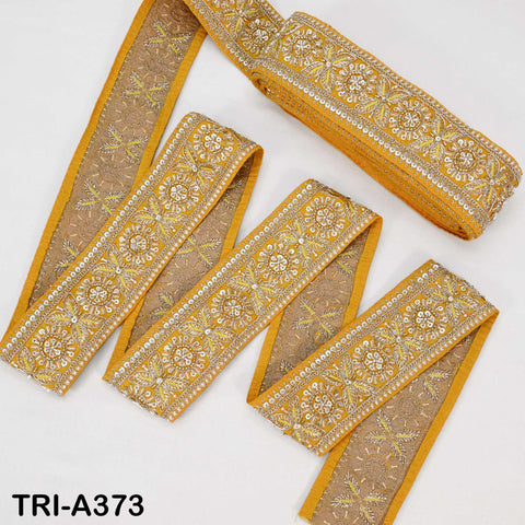 Yellow Indian Beaded Trim Ribbon – Sari Border, DIY Craft, Lampshade, Handbag Embellishment (9 Yard)