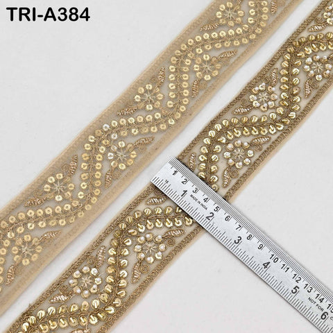 Gold Indian Beaded Trim Ribbon: Sari Border, Craft, Victorian handbags, Wedding Dresses Embellishment 9 yard