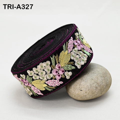 9 Yard Black Indian Embroidery Ribbon 5cm Trim Decor Sari Border DIY Crafting Sewing Embroidered Decorative Curtain Home Decor Trimmings