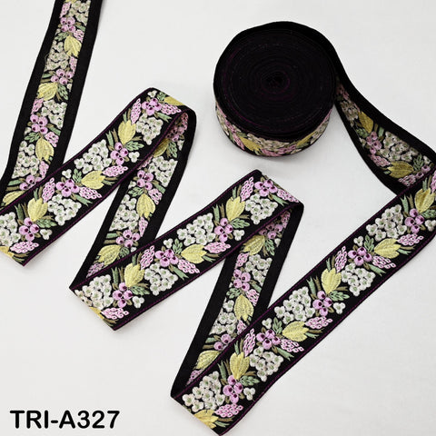 9 Yard Black Indian Embroidery Ribbon 5cm Trim Decor Sari Border DIY Crafting Sewing Embroidered Decorative Curtain Home Decor Trimmings
