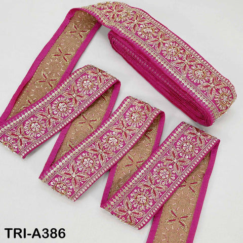 Indian Beaded Trim Ribbon – 9 Yard Magenta Sari Border, Dupatta, DIY Craft, Costumes, Handbag Embellishment