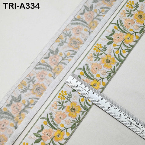 9 Yard Yellow Embroidery Ribbons 6cm Indian Sari Border Embroidered Crafting Sewing Tablecloth Lampshade making Home Decor Costumes Trimming