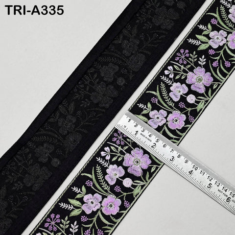 9 Yard Lavender Embroidery Ribbon 6cm Indian Sari Border Embroidered Crafting Sewing Tablecloth Lampshade making Home Decor Costume Trimming