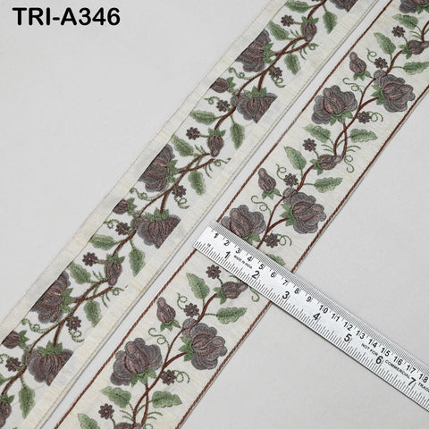 Embroidered Sari Border Ribbon – Indian Floral Trim for Sewing, Crafts, Home Decor