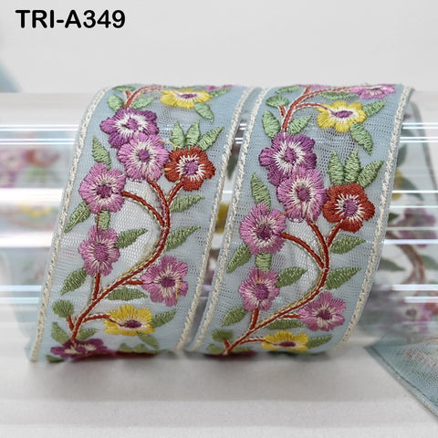 9 Yard Mauve Embroidery Ribbon 4cm Trim Embroidered Indian Sari Embellishments Crafting Tote Bags Trimming Curtains Headbands Saree Border