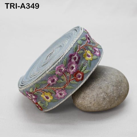 9 Yard Mauve Embroidery Ribbon 4cm Trim Embroidered Indian Sari Embellishments Crafting Tote Bags Trimming Curtains Headbands Saree Border