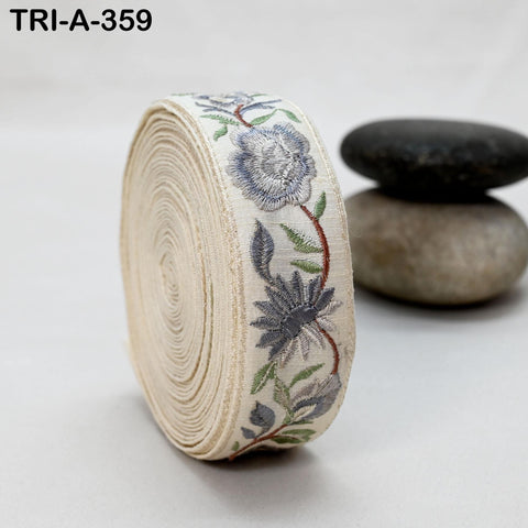 9 Yard Embroidery Grey Ribbon Crafting Sewing Costumes Dog Collar Tote Bags Lampshades Holidays Decor Embroidered Wholesale Tapes
