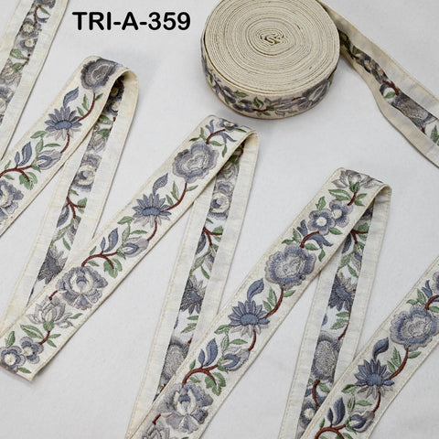 9 Yard Embroidery Grey Ribbon Crafting Sewing Costumes Dog Collar Tote Bags Lampshades Holidays Decor Embroidered Wholesale Tapes