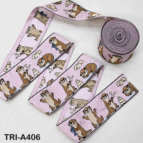 Embroidered Otter Ribbon Trim, Indian Sari Border for Sewing Crafts Décor (9 Yards)
