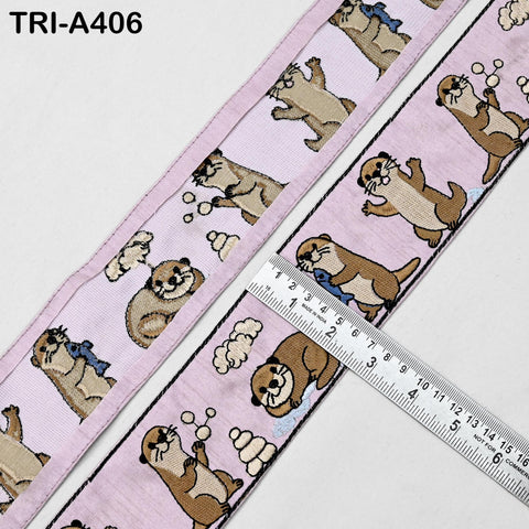 Embroidered Otter Ribbon Trim, Indian Sari Border for Sewing Crafts Décor (9 Yards)