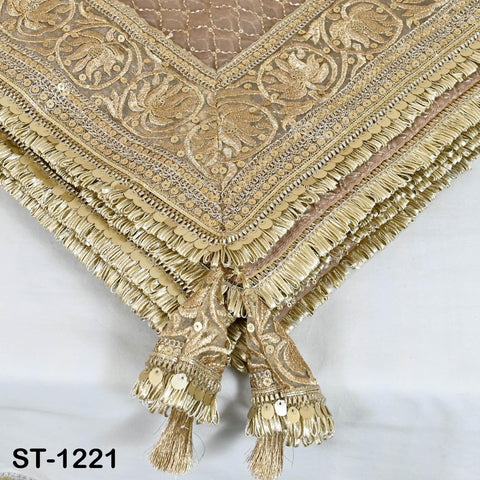 Champagne Organza Designer Dupatta for women Bridal Wedding lehenga Chunni/Veil Beads Sequin Scarf Indian Ethnic Dress Stole Gift Bridesmaid