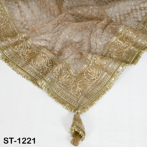 Champagne Organza Designer Dupatta for women Bridal Wedding lehenga Chunni/Veil Beads Sequin Scarf Indian Ethnic Dress Stole Gift Bridesmaid