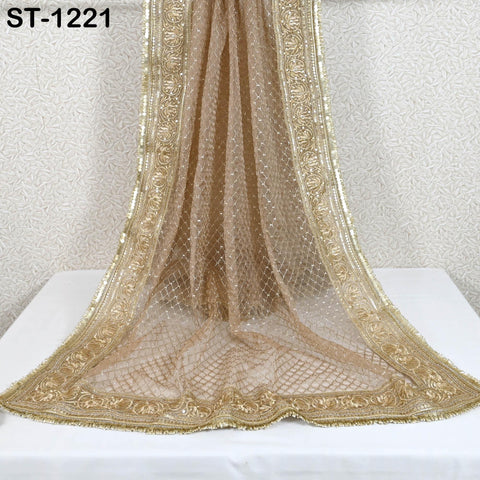 Champagne Organza Designer Dupatta for women Bridal Wedding lehenga Chunni/Veil Beads Sequin Scarf Indian Ethnic Dress Stole Gift Bridesmaid