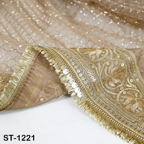 Champagne Organza Designer Dupatta for women Bridal Wedding lehenga Chunni/Veil Beads Sequin Scarf Indian Ethnic Dress Stole Gift Bridesmaid