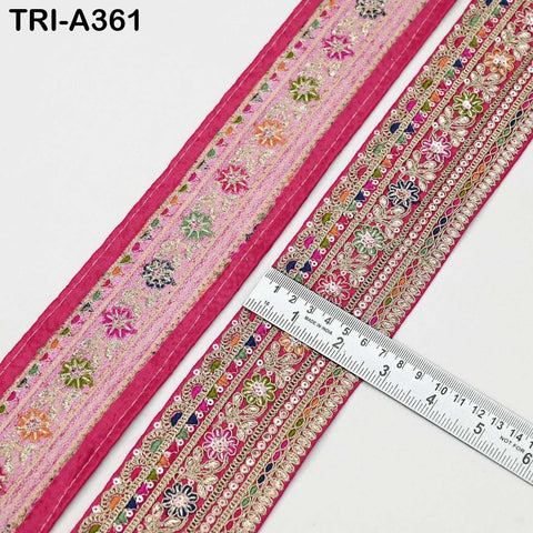 Embroidered Sari Border Trim: 2.6-inch Multi-Color Indian Fabric Lace for Crafts (9 Yard)